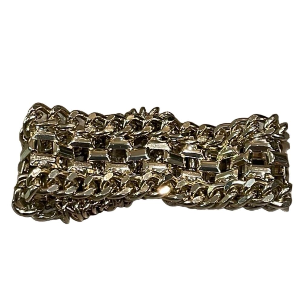 Gold Tone Metal Chain Link Bracelet Chunky Heavy Fashion Jewelry